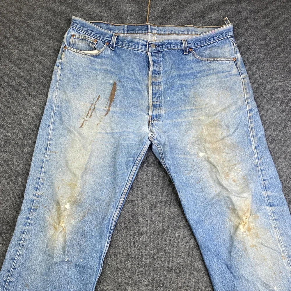 Vintage Levis 501xx Jeans Mens 46x32 Light Wash Distressed Made in USA